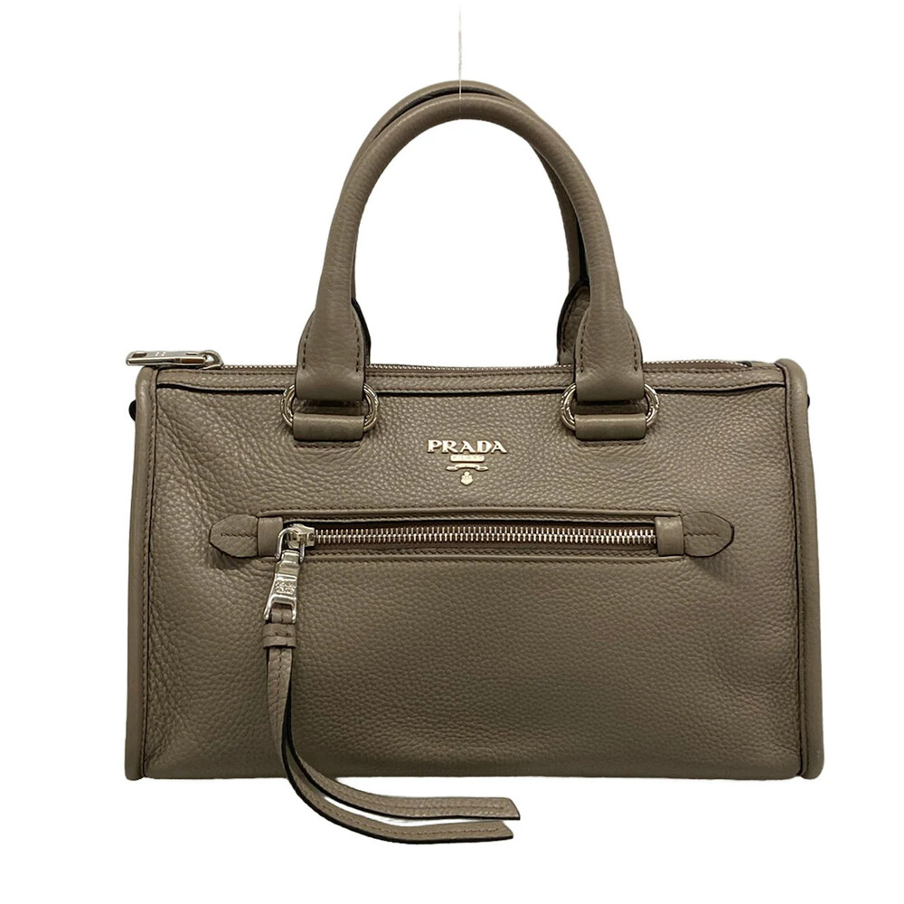 Prada Gray Beige Leather Handbag #333401P11B